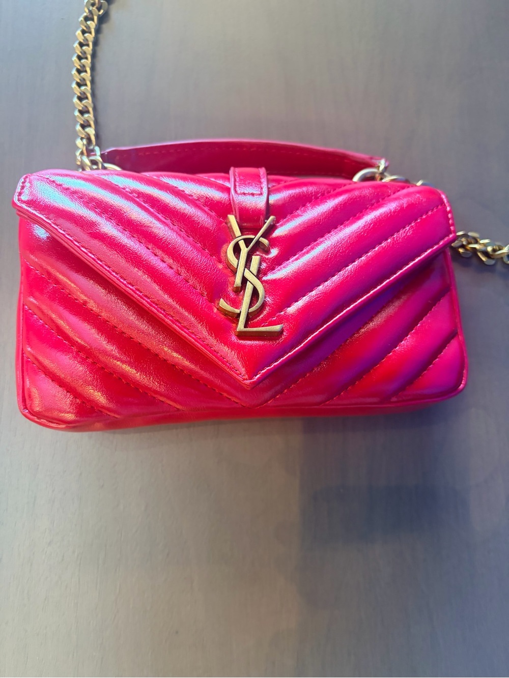 Saint Laurent Red Leather Chain Crossbody Bag - Picture 3 of 9